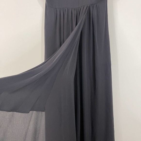 Tibi Silk Beaded Neckline Maxi Dress Size 4 Black Chiffon Ruffle - Picture 7 of 14